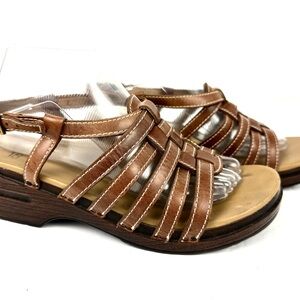 Dansko Strappy Leather Sandals Brown Leather Women’s 40=US 9.5-10